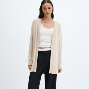 MNG Mango Lightweight Open-Front Cardigan Beige M